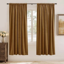 Velvet Thermal Curtains Gold Brown 52x72 Inch Set of 2
