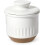 Ceramic butter crock embossed vintage white ochre 1 piece 1