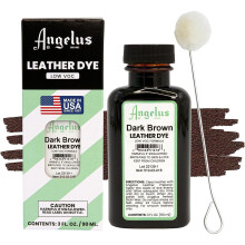 (Dark Brown) Angelus Low VOC Leather Dye - Non-Flammable Formula 3oz