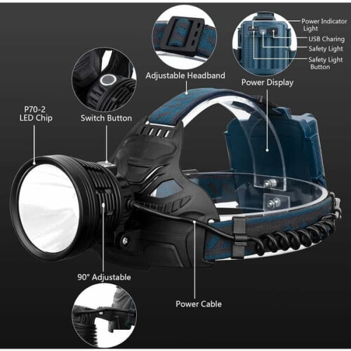 LED-hodelykt oppladbar for voksne USB 1 stk 2