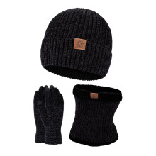 Winter Hat Scarf Gloves Set Thick Knitted 3-Piece