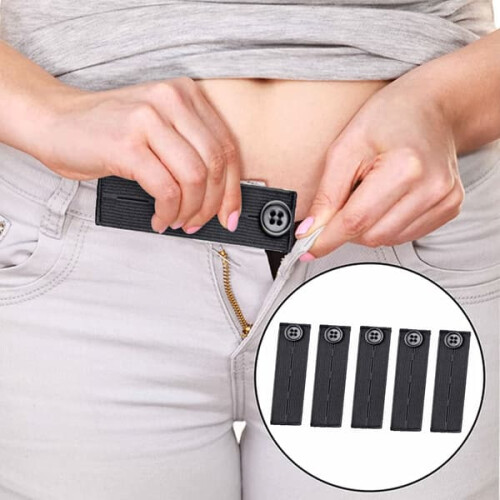 Extensor de cintura elástico preto 83mm - Pacote com 5 1