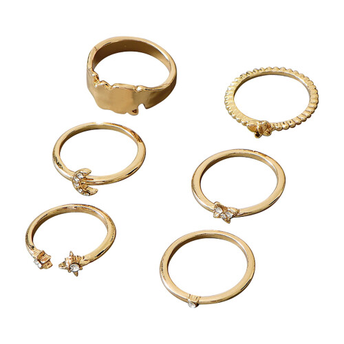 Σετ δαχτυλιδιών Kiplyki Wholesale Cold Wind Geometric Gold με επιχρυσωμένα ευρωπαϊκά και 1