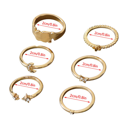 Σετ δαχτυλιδιών Kiplyki Wholesale Cold Wind Geometric Gold με επιχρυσωμένα ευρωπαϊκά και 2