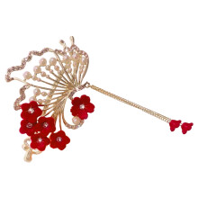 Pince à cheveux de mariage avec fleur et pompon (1 pièce)