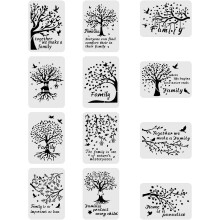 Juego de 12 plantillas de plástico del Árbol de la Vida (12 piezas, 12 x 8 pulgadas)