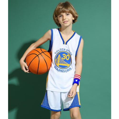 Σετ φανέλας μπάσκετ Stephen Curry No.30 για παιδιά, εφήβους, λευκό XL (150-160cm) 1