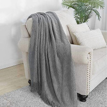 Coperta in maglia testurizzata grigio scuro, 60x80 pollici