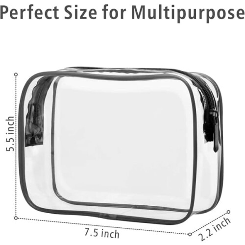 Set da viaggio per cosmetici con trousse trasparente, 3 pezzi, 18x12 cm 2