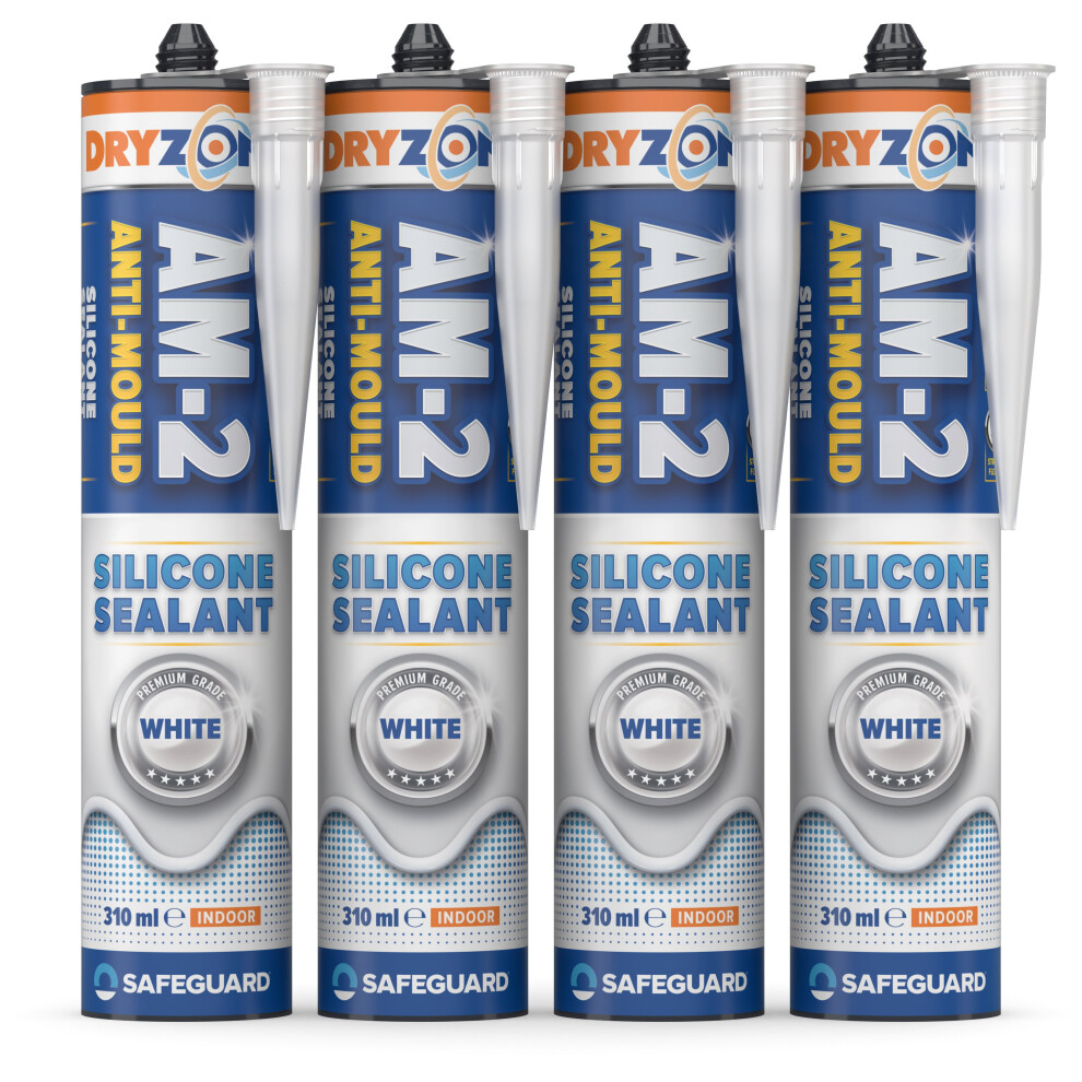 Dryzone Silicone Sealant White Anti-Mould 310Ml X 4 Pack 5060132765913