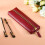 Purple leather pencil case for adults 2