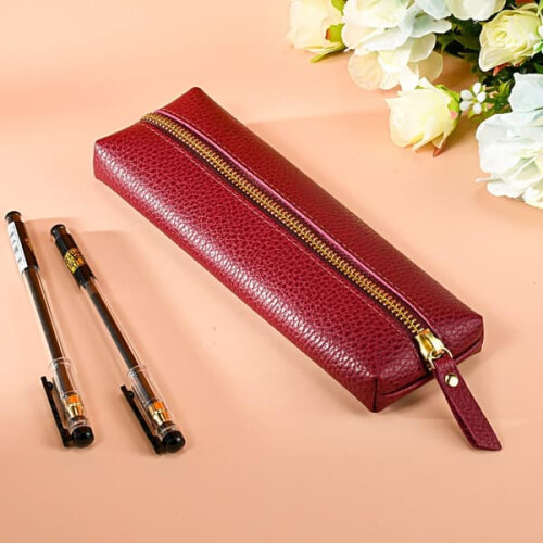 Purple leather pencil case for adults 1