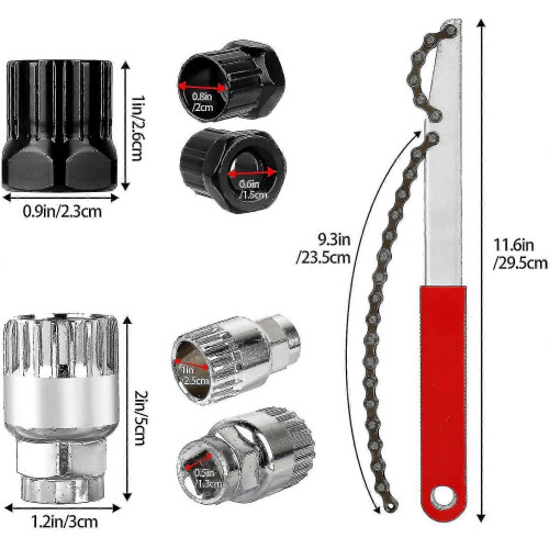 Chain Whip Cassette Removal Tool Kit with Crank Extractor Freewheel Spanner 1