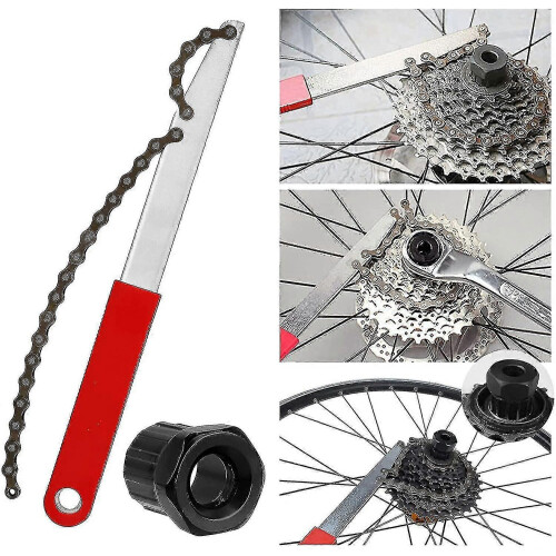 Chain Whip Cassette Removal Tool Kit with Crank Extractor Freewheel Spanner 2