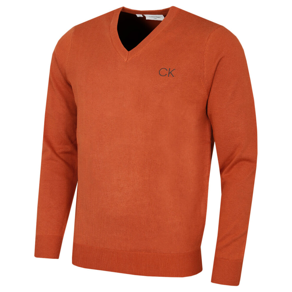 Calvin Klein (Xxl, Orange) Mens 2026 Durable Comfort V-Neck Tour Golf Sweater