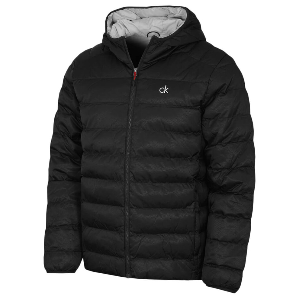Calvin Klein (L, Black Lightweight) Mens 2026 San Gabriel Padded Woven Jacquard Jacket