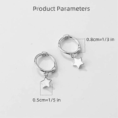Sterling Silver Mini Star Hoop Earrings 1 Pair 2