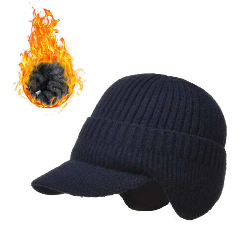 Knitted Trapper Hat with Ear Flaps and Fleece Lining 1