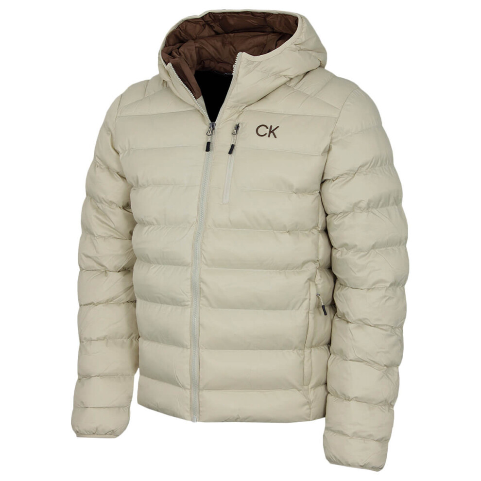 Calvin Klein (Xl, Desert Khaki) Mens 2026 San Gabriel Padded Woven Jacquard Jacket