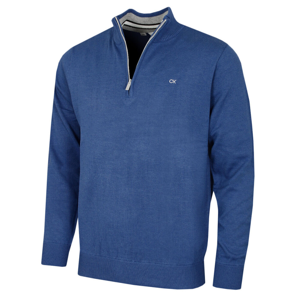 Calvin Klein (Xxl, Atlantic Blue Sport) Mens 2026 Campus 1/2 Zip All Season Easy Care Sweater