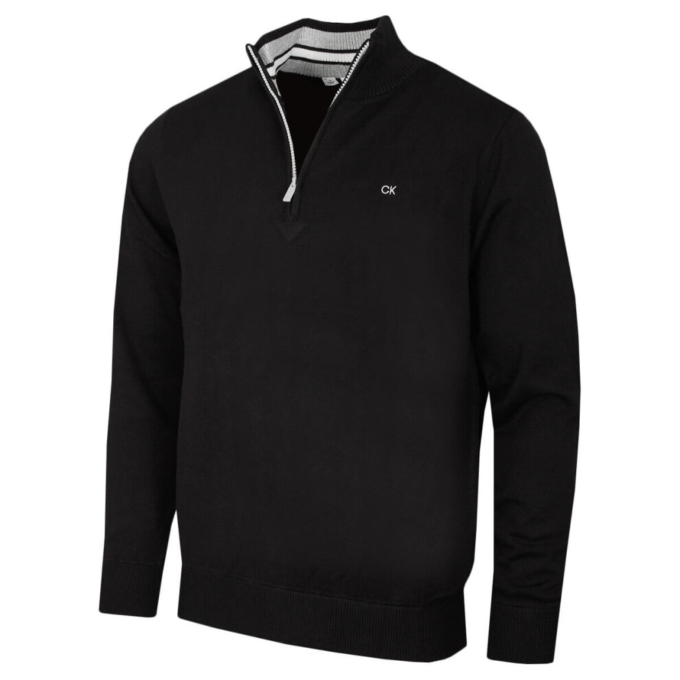 Calvin Klein (Xl, Black Sport) Mens 2026 Campus 1/2 Zip All Season Easy Care Sweater