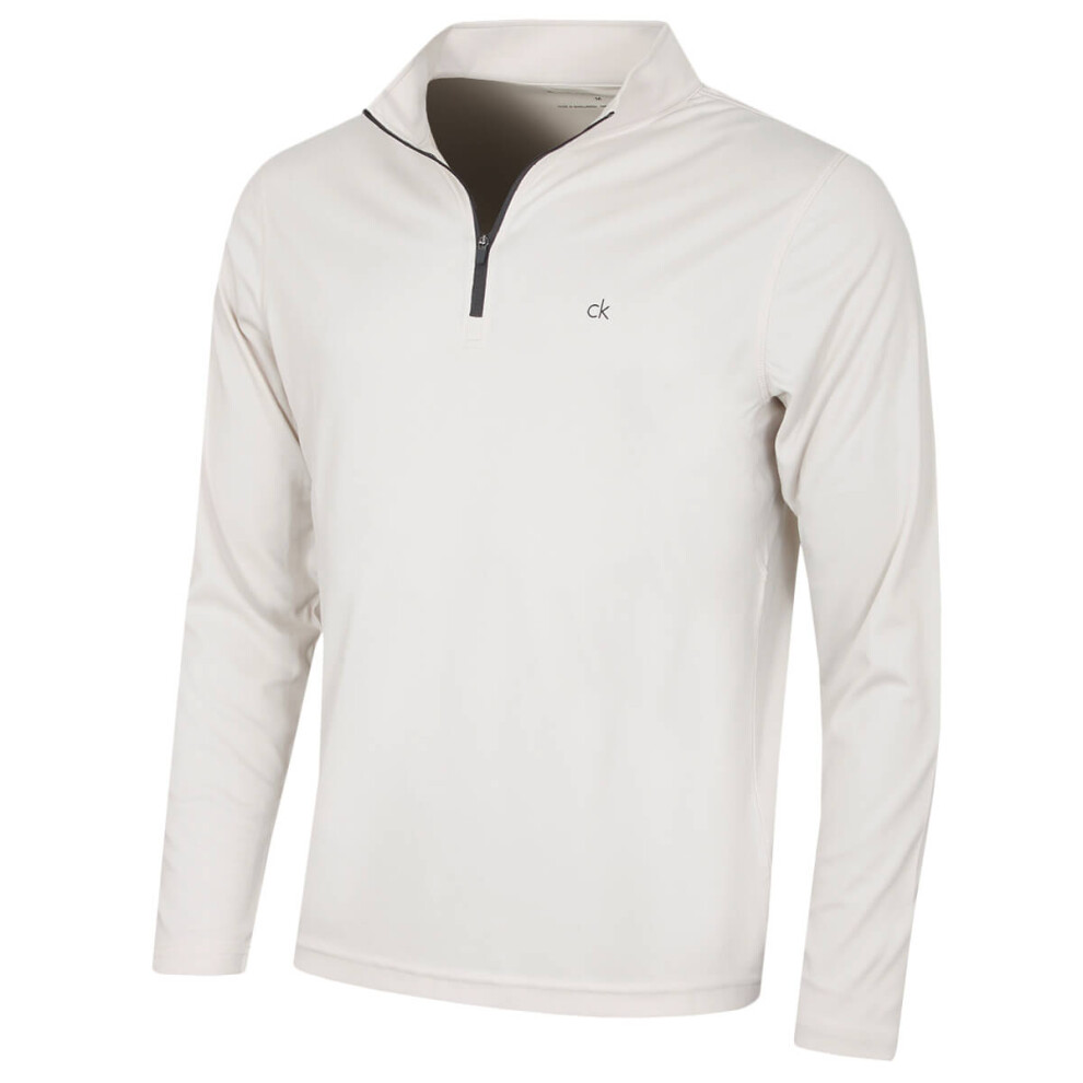 Calvin Klein (M, Oat Meal) Mens 2026 Harlem 1/4 Zip Lightweight Technical Ck Golf Sweater