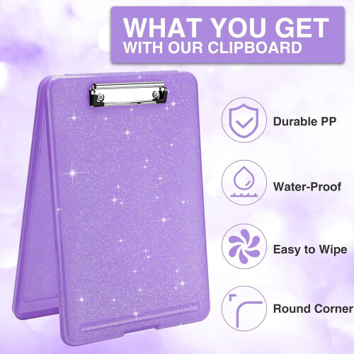 Glitter Clipboard with Storage 8.5x11 A4 2