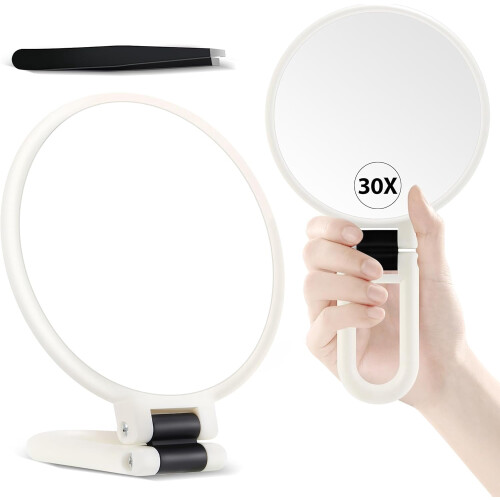 Miroir grossissant pliable 30X/1X avec poignée (1 pièce)
