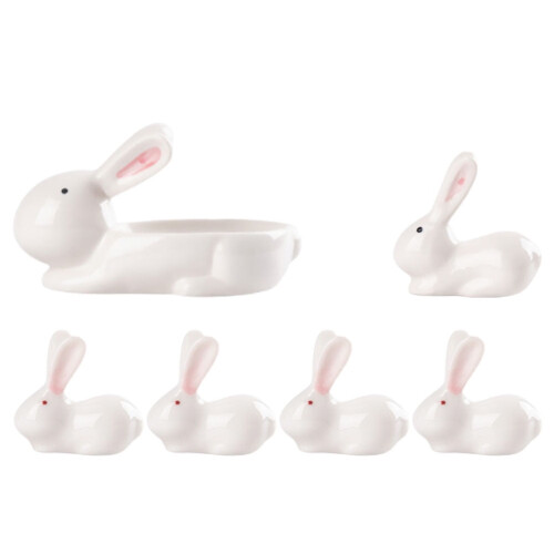 Rabbit-shaped chopstick rest set kitchen accessory