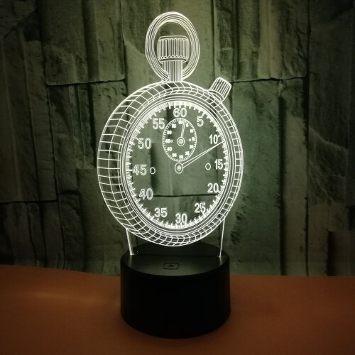 Clock Alarm 3D Lamp Seven Color Gradient Touch Led Night Light 1