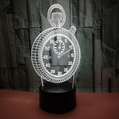 Clock Alarm 3D Lamp Seven Color Gradient Touch Led Night Light 2