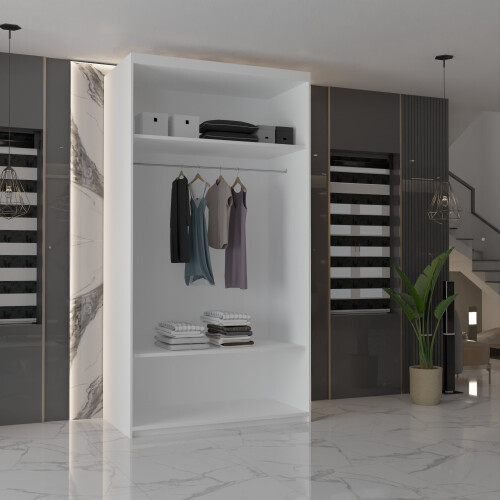 MN Furniture Modern Double Mirrored Sliding Wardrobes White 90cm 2