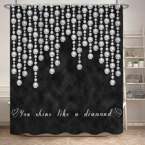 Diamond Shower Curtain Black Gothic Design 72x84 Inch 1