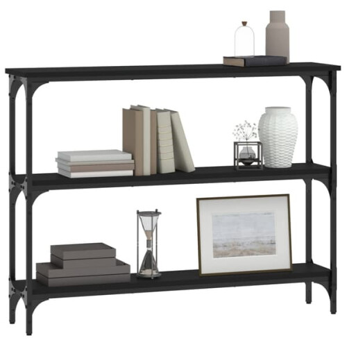 vidaXL console table black engineered wood 100x22.5x75 cm 2