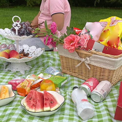 Extra Large Waterproof Picnic Blanket 3-Layer Green 2