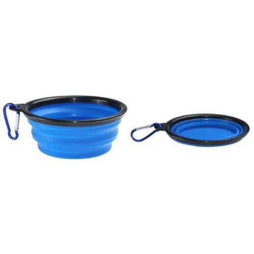 Dog Bowl Foldable Portable 350 ml Blue 1