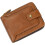 Genuine Leather Men's Zipper Wallet with RFID Blocking and 6
