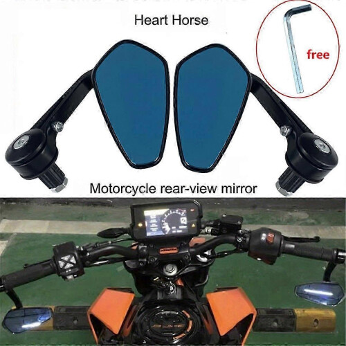 Motorcycle Handlebar End Mirror 7/8in 22mm Custom Smoke Blue Lens 1