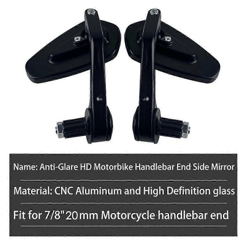 Motorcycle Handlebar End Mirror 7/8in 22mm Custom Smoke Blue Lens 2