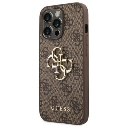 iPhone 14 Pro case brown with large metal logo 1