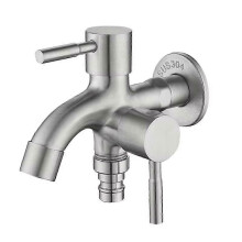 Robinet de jardin double en acier inoxydable, robinet extérieur à double sortie d'eau