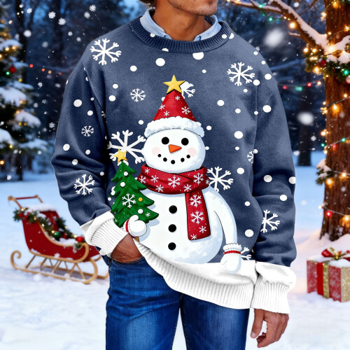 Pull de Noël moche pour homme, col rond, manches longues 1