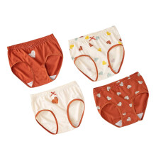 Girls' cotton briefs with heart print, 4-pack, red, 2–3