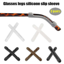 (Transparent) 3 Pairs Silicone Anti-Slip Temple Tips Retainer Ear Hooks