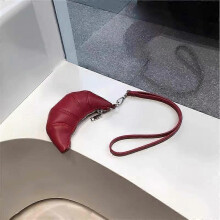 (red) Mini portamonete a forma di corno, stile collana a tracolla, ideale per rossetto e auricolari.
