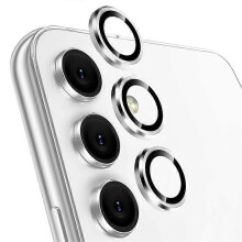 (Silver) NORTHJO 1 zestaw osłony obiektywu Samsung A54 5G z metalowym pierścieniem CD Vein, szkło hartowane UHD