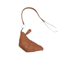 (brown) Mini portamonete a forma di corno, stile collana a tracolla, ideale per rossetto e auricolari.