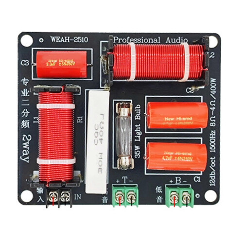 (400W) 2-Way High Low Frequency Speaker Crossover Distributor for Home Sound System Upgrade