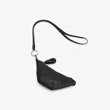(black) Mini portamonete a forma di corno, stile collana a tracolla, ideale per rossetto e auricolari.