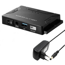 (Multicolor, EU Plug) USB 3.0 harddisk til SATA IDE adapterkonverter med strømbryter multifunksjonell Easy Drive